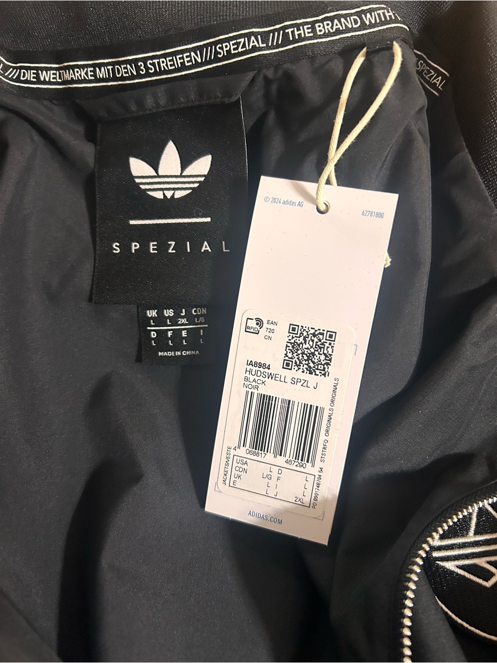 adidas Black Men's Lightweight Windbreaker Jacket - Picture 4 of 14